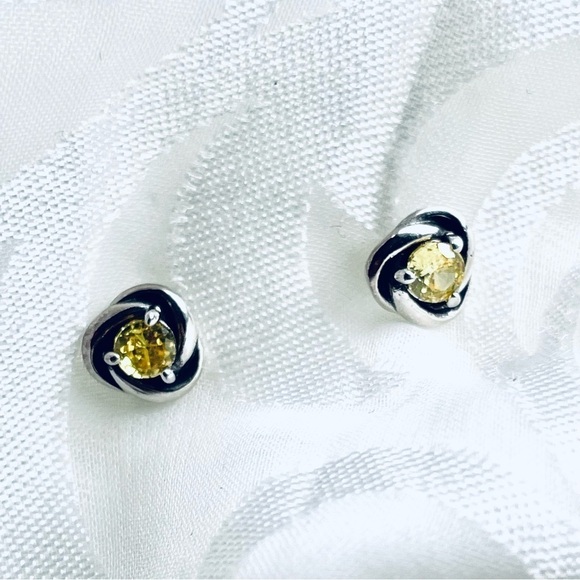 NWOT Sterling Silver 925 Yellow Fashion Stud Earrings - Picture 4 of 6